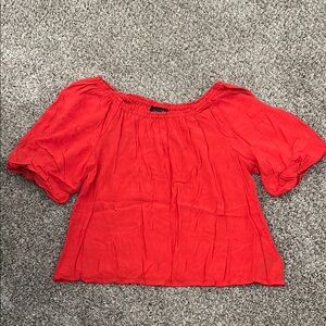 Sanctuary Red Smocked Off the Shoulder Blouse